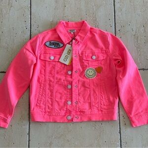 NWT! KENZO Girls Pink Jean Jacket with Patches, Size 12(152), Authentic